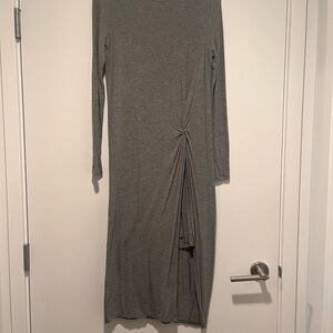 BCBGMaxAzria Gray Ruched Wrap Dress